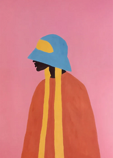 Garota Preta de Chapéu Azul