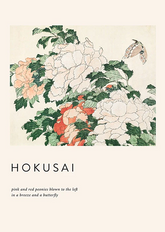 Peonies and Butterfly by Hokusai