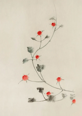 Small Red Blossoms On A Vine by Katsushika Hokusai
