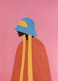 Garota Preta de Chapéu Azul