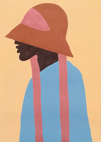 Mulher Preta de Chapéu Vermelho