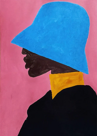 Moça Preta de Chapéu Azul