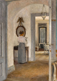 Interior With A Woman Before A Mirror, Liselund by Peter Ilsted