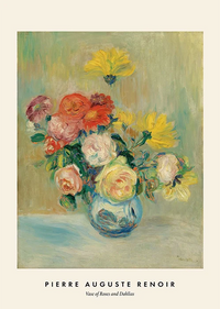 Vase of Roses and Dahlias by Pierre Auguste Renoir